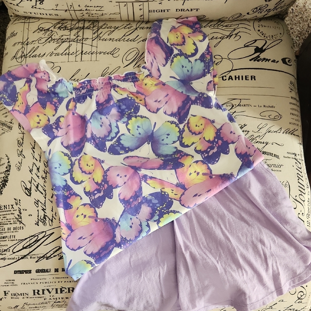 Children's Place Butterfly Print Top and Skort Set